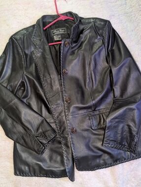 Jerry Lewis Black Leather Button-Up Jacket